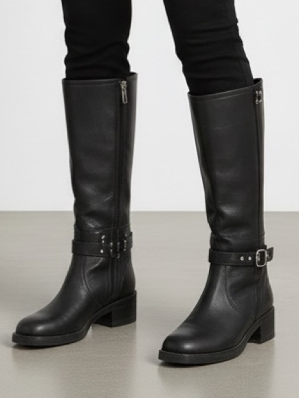 Naturalizer Black Leather Knee-High Riding Boot